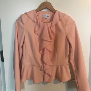 Calvin Klein Blush Ruffle Blazer